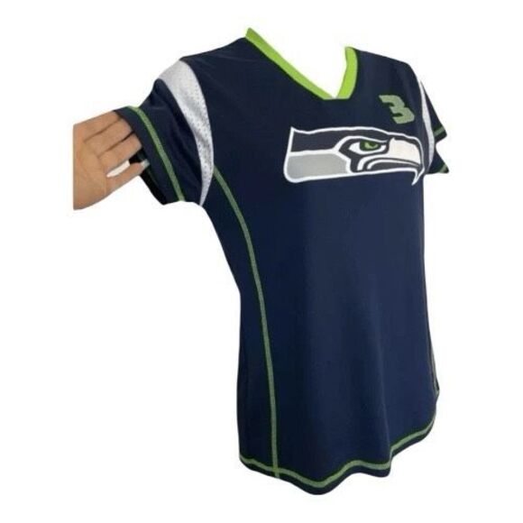 Seattle Seahawks Russell Wilson #3 Football Jersey Youth XL(14/16) Blue Vneck - Picture 3 of 10
